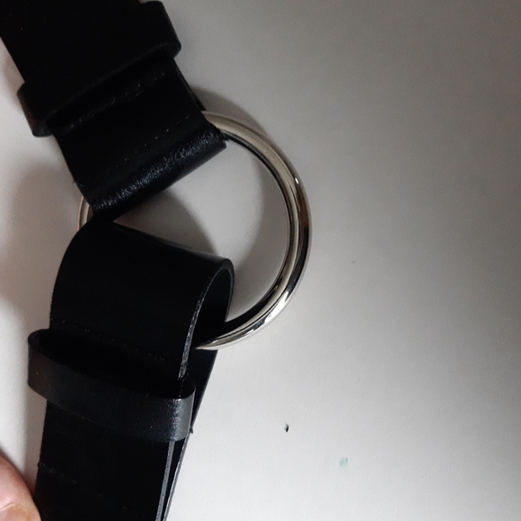 Black Genuine Bounded Leather Belt - Picture 2 of 5